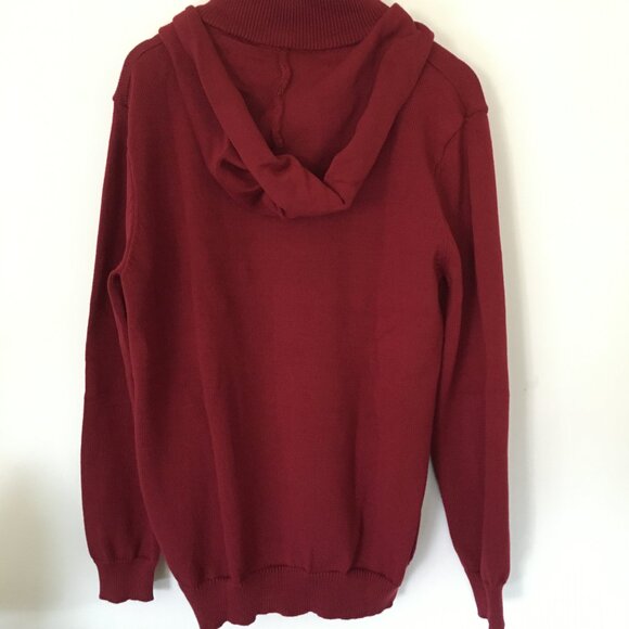 COOFANDY Men's Knitted Hoodie Pullover Long Sleeve Turtleneck Sweater Red M - Picture 4 of 4